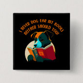 ワンちゃん犬の耳のユーモアを書く 缶バッジ (正面)