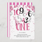 ワンの誕生日までカウントダウン! 誕生日招待状 招待状 (正面/裏面)