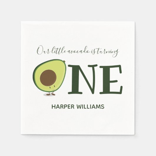 ワンアボカドベビーファースト誕生日 スタンダードカクテルナプキン (正面)