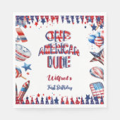 ワンアメリカンドゥー47月赤白青誕生日 スタンダードランチョンナプキン (正面)