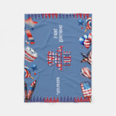 ワンアメリカンドゥー47月赤白青誕生日 フリースブランケット (正面)