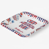 ワンアメリカンドゥー47月赤白青誕生日 ペーパープレート (傾斜あり)