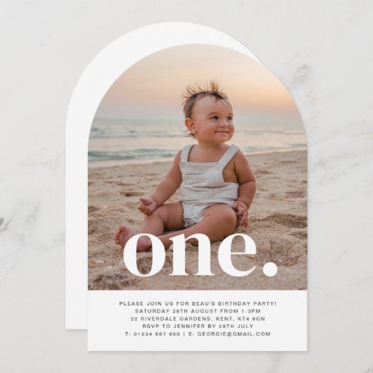 ワンアーチフォトファースト誕生日招待状 招待状 (正面/裏面)