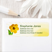 ワンイエローチューリップクローズアップ花の写真 ラベル (インサイチュ)