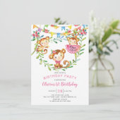 ワンイスおもしろいモンキー第1誕生日招待状 招待状 (スタンド正面)