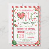 ワンインアメロン誕生日招待状 – ギンガム 招待状 (正面)