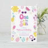 ワンインザサンガールプールパーティーサマー誕生日 招待状 (スタンド正面)