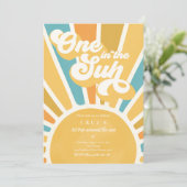 ワンインザサンシャイン第1誕生日レトロブルー  招待状 (スタンド正面)