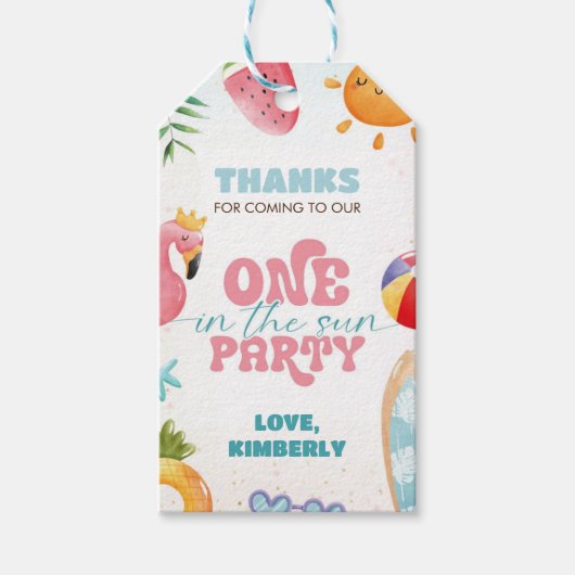 ワンインザサントロピカルビーチ1歳のパーティー ギフトタグ (正面)