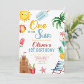 ワンインザサントロピカルビーチ1歳のパーティー 招待状 (スタンド正面)