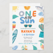 ワンインザサントロピカルビーチ1歳のパーティー 招待状 (正面/裏面)