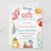 ワンインザサントロピカルビーチ1歳のパーティー 招待状 (正面)