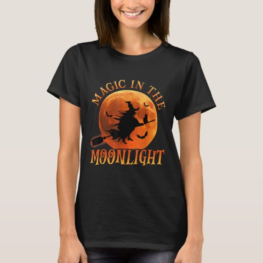 ワンウィッチライディングブロムハロウィーン魔法 Tシャツ (正面)