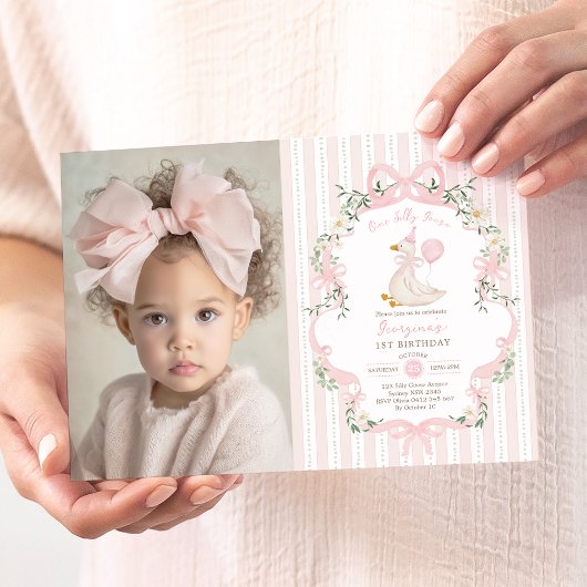 ワンエレガントグースピ間抜けックボウガール1st誕生日 招待状