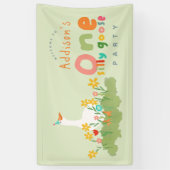 ワンカラフルグ間抜け・グース1歳の誕生日へようこそ 横断幕 (縦)