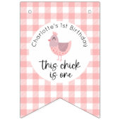 ワンカワイチックピーチ誕生日バナー バンティングフラッグ (第1の旗)