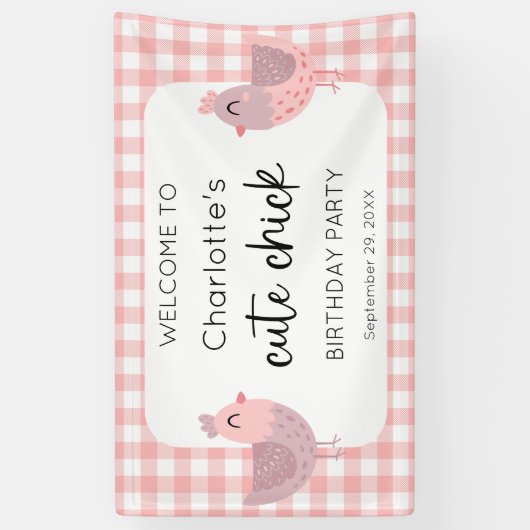 ワンカワイチックピーチ1stバースデーウェルカム 横断幕 (縦)