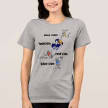 ワンカンオオハシ 赤缶 青缶 レディースTシャツ