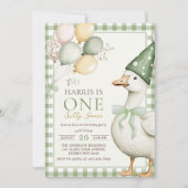 ワンガースバ間抜けルーングリーンジンガム1歳 招待状 (正面)