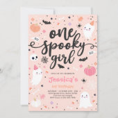 ワンガール不気味かわいいハロウィーン幽霊1st誕生日 招待状 (正面)