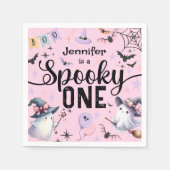 ワンガール不気味かわいい幽霊ハロウィーン1歳の誕生日 スタンダードカクテルナプキン (正面)