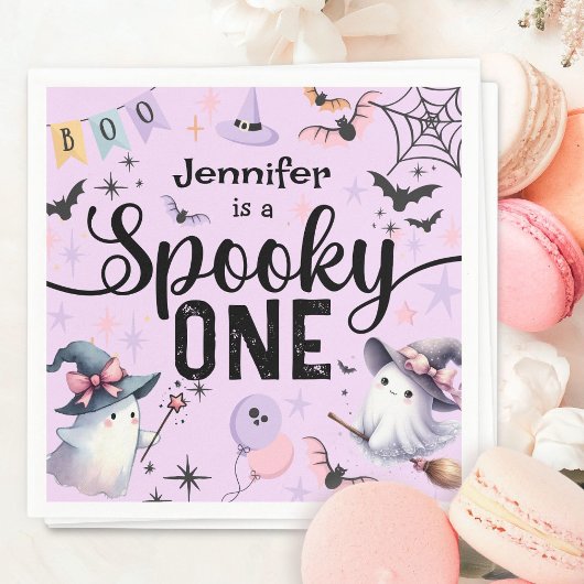 ワンガール不気味かわいい幽霊ハロウィーン1歳の誕生日 スタンダードカクテルナプキン