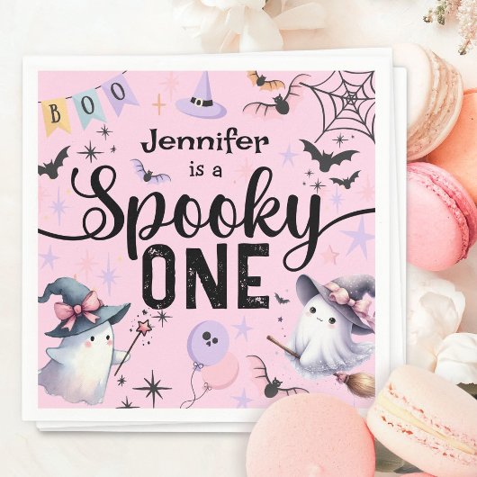 ワンガール不気味かわいい幽霊ハロウィーン1歳の誕生日 スタンダードカクテルナプキン