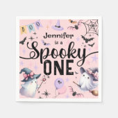 ワンガール不気味かわいい幽霊ハロウィーン1歳の誕生日 スタンダードカクテルナプキン (正面)