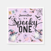 ワンガール不気味かわいい幽霊ハロウィーン1歳の誕生日 スタンダードカクテルナプキン (正面)