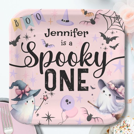 ワンガール不気味かわいい幽霊ハロウィーン1歳の誕生日 ペーパープレート