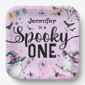 ワンガール不気味かわいい幽霊ハロウィーン1歳の誕生日 ペーパープレート (正面)