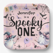 ワンガール不気味かわいい幽霊ハロウィーン1歳の誕生日 ペーパープレート (正面)