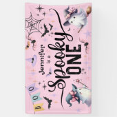 ワンガール不気味かわいい幽霊ハロウィーン1歳の誕生日 横断幕 (縦)