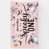 ワンガール不気味かわいい幽霊ハロウィーン1歳の誕生日 横断幕 (縦)