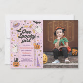 ワンガール不気味ハロウィーン幽霊1stバースデーフォト 招待状 (正面)