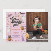 ワンガール不気味ハロウィーン幽霊1stバースデーフォト 招待状 (正面/裏面)