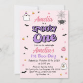 ワンガール不気味ハロウィーン1st誕生日かわいい幽霊 招待状 (正面)