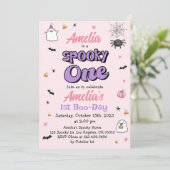 ワンガール不気味ハロウィーン1st誕生日かわいい幽霊 招待状 (スタンド正面)