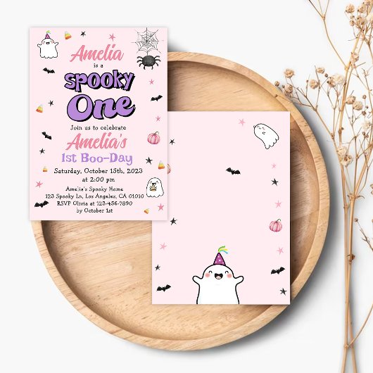 ワンガール不気味ハロウィーン1st誕生日かわいい幽霊 招待状