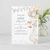 ワンガ間抜けースウォーターカラー第1誕生日 招待状 (スタンド正面)