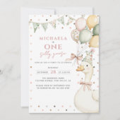 ワンガ間抜けースウォーターカラー第1誕生日 招待状 (正面)