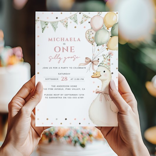 ワンガ間抜けースウォーターカラー第1誕生日 招待状