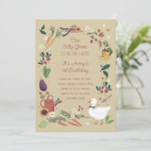 ワンガ間抜けースエイジ農家ガーデンテーマ誕生日 招待状 (スタンド正面)