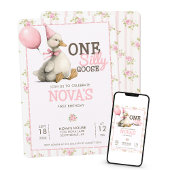 ワンガ間抜けースカスタムパステルピンク1st誕生日 招待状