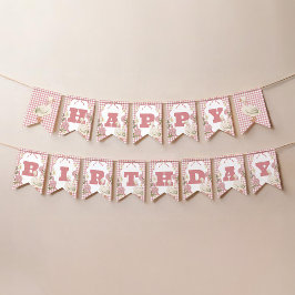 ワンガ間抜けースガールコテージコアピンク1st誕生日 バンティングフラッグ