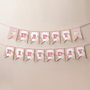 ワンガ間抜けースガールコテージコアピンク1st誕生日 バンティングフラッグ