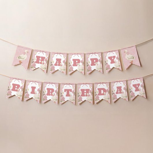 ワンガ間抜けースガールコテージコアピンク1st誕生日 バンティングフラッグ