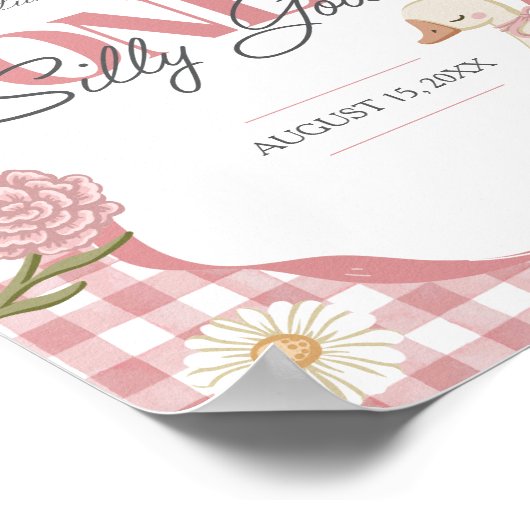 ワンガ間抜けースガールコテージコアピンク1st誕生日 ポスター (角)