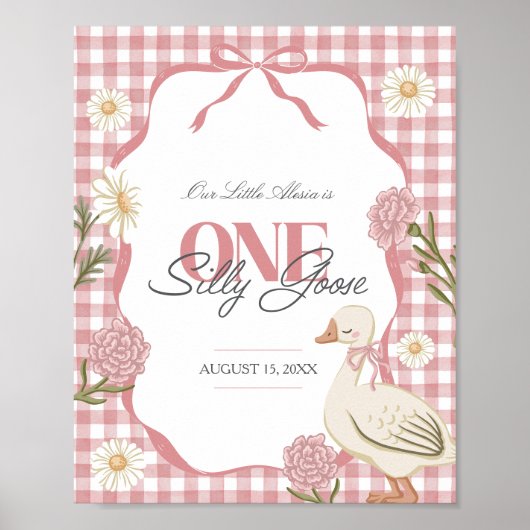 ワンガ間抜けースガールコテージコアピンク1st誕生日 ポスター (正面)