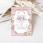 ワンガ間抜けースガールコテージコアピンク1st誕生日 招待状